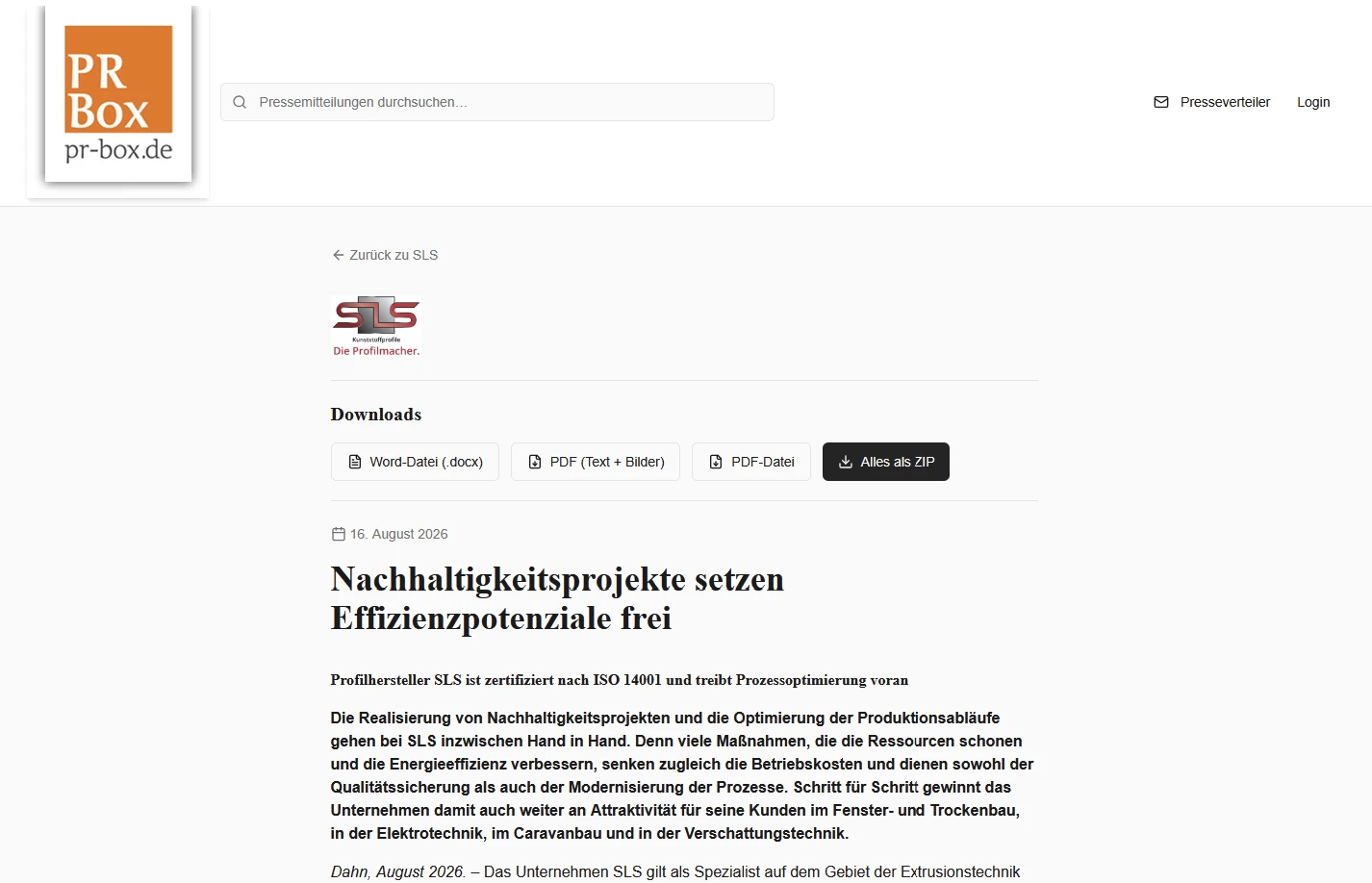 PR-Box Detailansicht