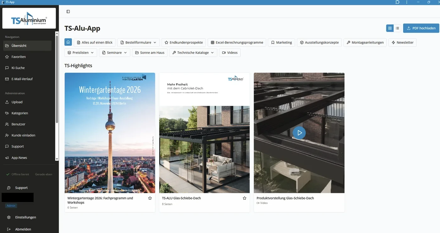 TS Aluminium – Dokumenten-App